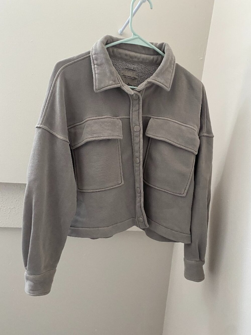 Gray Crop Soft A&F Shacket